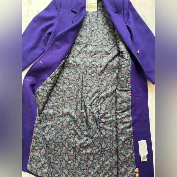 Vintage London Fog Purple knee-length Single Breast Coat Size 8-M 100% Wool - Picture 9 of 15